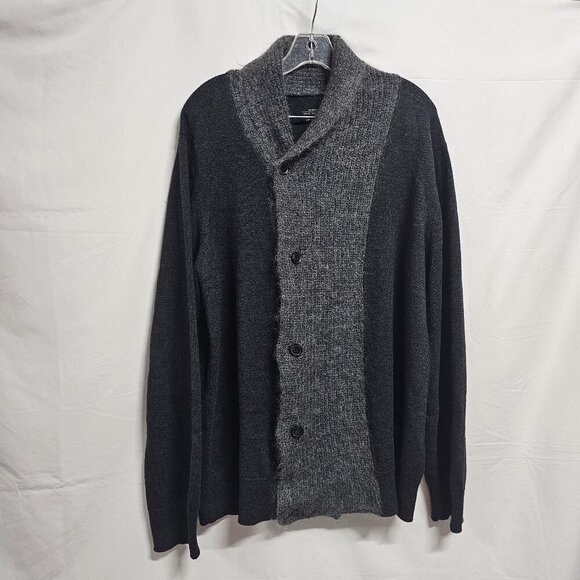All Saints Other - AllSaints Shawl Neck Cardigan Sweater Men Size XXL Gray Charcoal Cotton blend